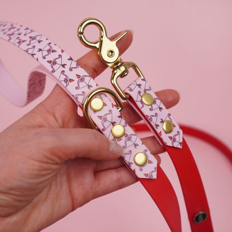 D-ring smyczy miejskiej dla psa z Biothane z nadrukiem UV – detal okuć i wykończenia