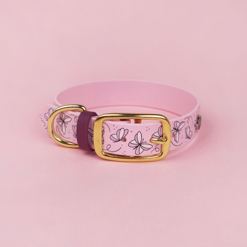 Obroża dla psa z Biothane we wzorze Motyle.