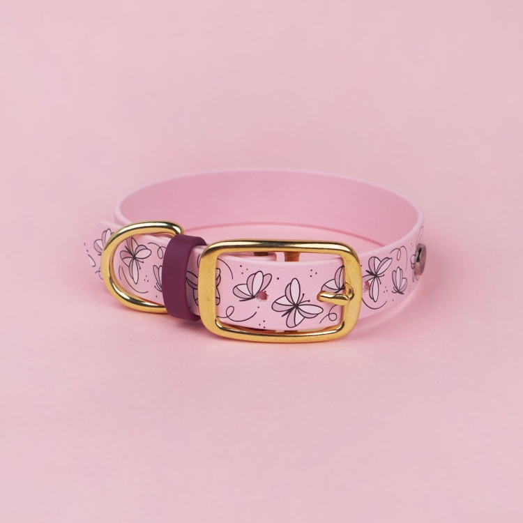 Obroża dla psa z Biothane we wzorze Motyle.