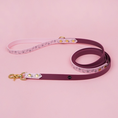 Smycz miejska dla psa z Biothane we wzorze Motyle.