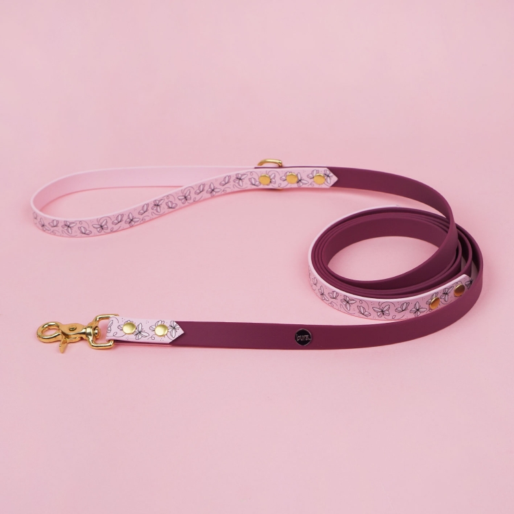 Smycz miejska dla psa z Biothane we wzorze Motyle.