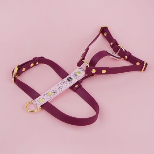 Szelki dla psa z Biothane we wzorze Motyle.