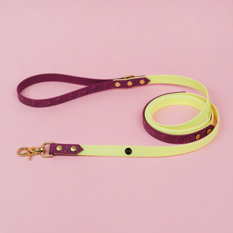 Smycz miejska dla psa z Biothane we wzorze Łąka.