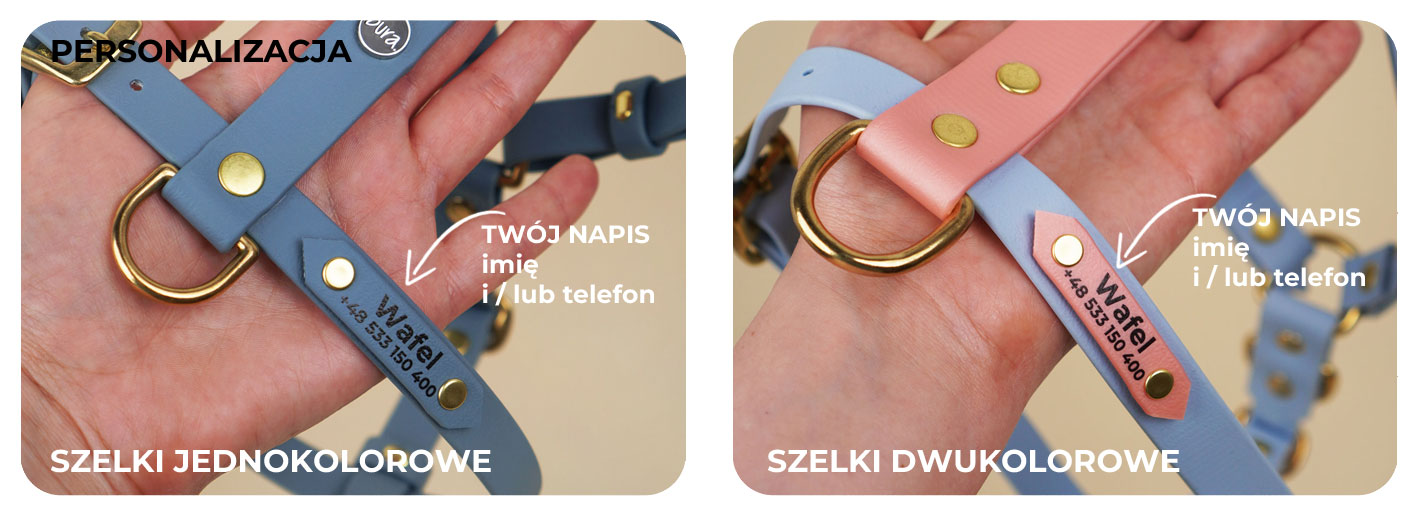 personalizowane szelki dla psa z imieniem i numerem telefonu